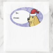 クリスマスアメリカンコッカースパニエル犬 楕円形シール (バッグ)