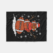 クリスマスアメリカンフットボール雪だるまクリスマススポーツメン フリースブランケット (正面(横))