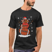 クリスマスアメリカンフットボール雪だるまクリスマススポーツメン Tシャツ (正面)