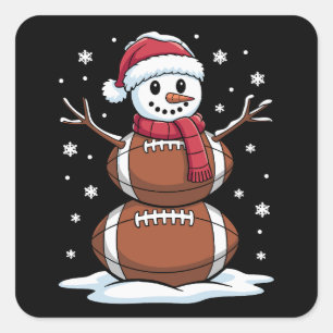 クリスマスアメリカンフットボール雪だるまクリスマススポーツ スクエアシール