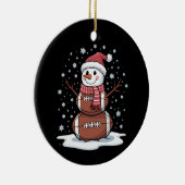 クリスマスアメリカンフットボール雪だるまクリスマススポーツ セラミックオーナメント (右)