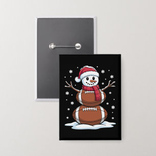 クリスマスアメリカンフットボール雪だるまクリスマススポーツ 缶バッジ