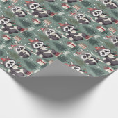 クリスマスアライグマのパターン ラッピングペーパー (角)