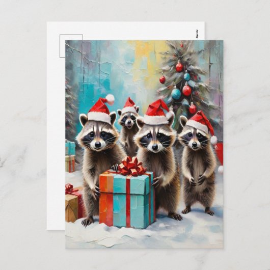 クリスマスアライグマ愛好家 シーズンポストカード (正面/裏面)