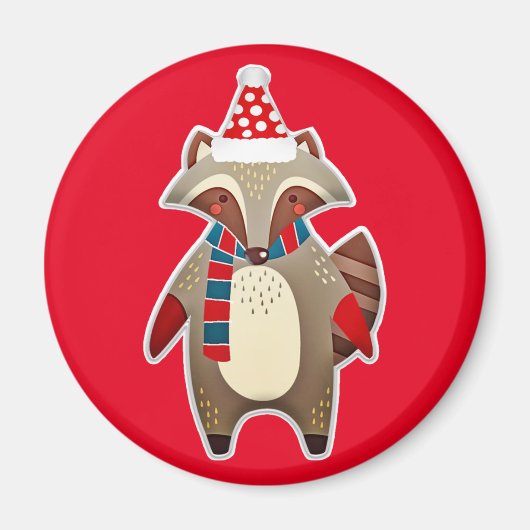 クリスマスアライグマ磁石 マグネット (正面)