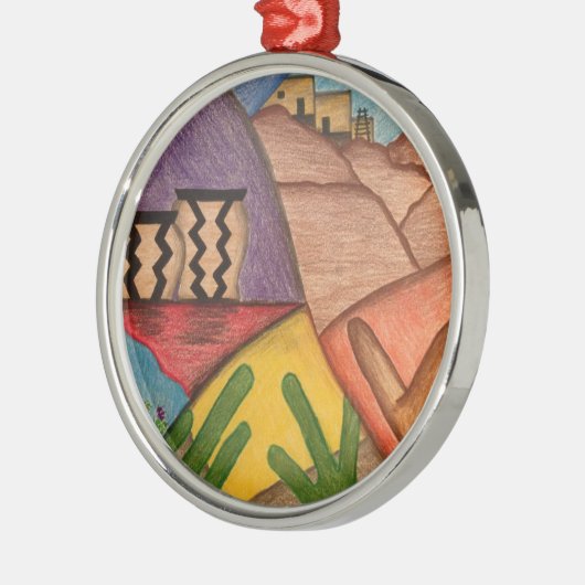 クリスマスアリゾナデザートサウスウエストフォークアート メタルオーナメント (左)