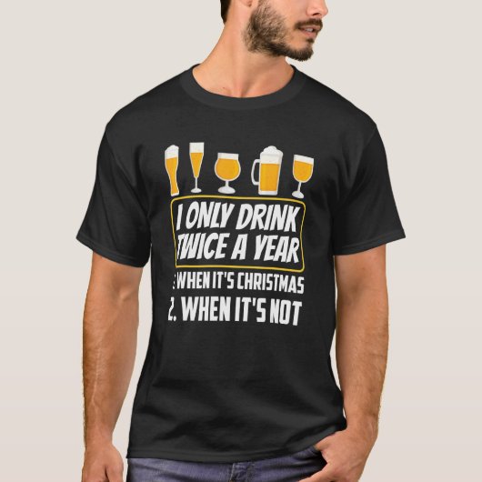 クリスマスアルコールを飲むPaの2回飲む Tシャツ (正面)
