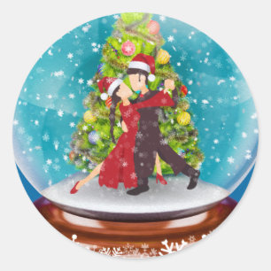 クリスマスアルゼンチンのタンゴダンサー，スノーグローブ ラウンドシール
