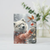 クリスマスアルティックキツネと（鳥）ショウジョウコウカンチョウ ポストカード (スタンド正面)