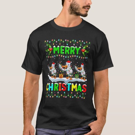 クリスマスアルバトロスバード照明サンタメリークリスマス Tシャツ (正面)