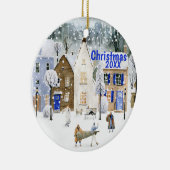 クリスマスアルパインスキーマウンテンビレッジ通りシーン セラミックオーナメント (右)