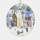 クリスマスアルパインスキーマウンテンビレッジ通りシーン セラミックオーナメント (左)