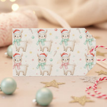 クリスマスアルパカギフトタグ かわいいホリデーラマ