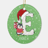 クリスマスアルファベットサンタハットペンギンスノーフレーク セラミックオーナメント (左)