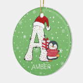 クリスマスアルファベットサンタハットペンギンスノーフレーク セラミックオーナメント (左)