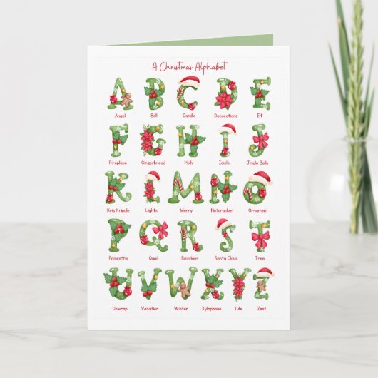 クリスマスアルファベットホリデークリスマスカード カード (正面)