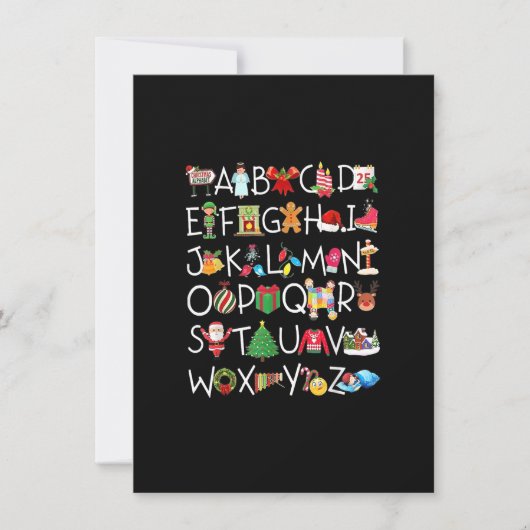 クリスマスアルファベットA.B.C先生衣装キッズ 招待状 (正面)
