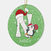 クリスマスアルファベットNサンタハットペンギンスノーフレーク セラミックオーナメント (左)
