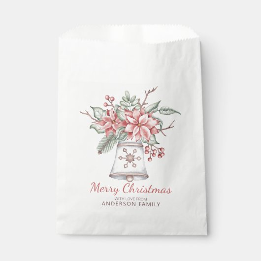 クリスマスアレンジメントとベル フェイバーバッグ (正面)