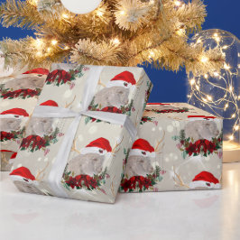 クリスマスアンゴラキッドヤゴポインセチアリース ラッピングペーパー