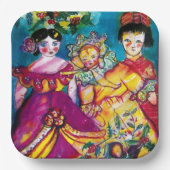 クリスマスアンティークの飾り付きの美しい人形 ペーパープレート (正面)