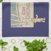 クリスマスアンティーク子どもイラストレーション1920 キッチンタオル (折り畳み)