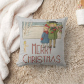 クリスマスアンティーク子どもイラストレーション1920 クッション (ブランケット)