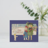 クリスマスアンティーク子どもイラストレーション1920 シーズンポストカード (スタンド正面)