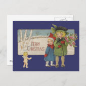 クリスマスアンティーク子どもイラストレーション1920 シーズンポストカード (正面/裏面)
