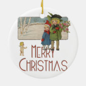 クリスマスアンティーク子どもイラストレーション1920 セラミックオーナメント (裏面)