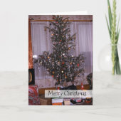 クリスマスアンティーク松の木とティンゼルとギフト シーズンカード (正面)