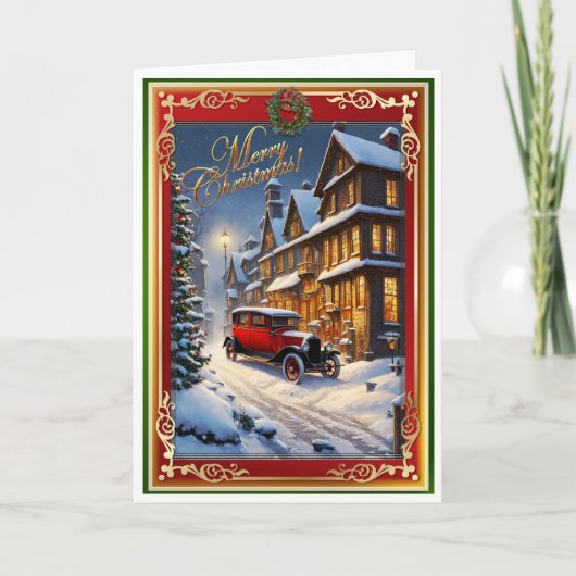 クリスマスアンティーク車 カード (正面)