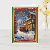 クリスマスアンティーク車 カード (黄色い花)