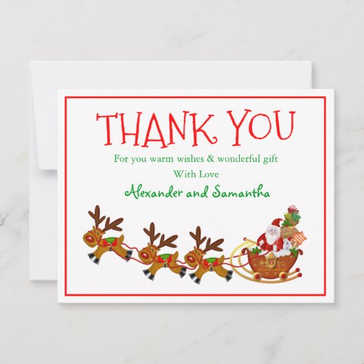 クリスマスアントラーディアサンタクロースサンキューカード (正面)