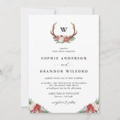 クリスマスアントラーリースモノグラムウィンターウェディング 招待状 (正面)