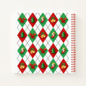 クリスマスアーガイルかわいいレトロジャーナル/ノート ノートブック (裏面)