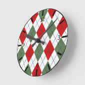 クリスマスアーガイルの時計 ラウンド壁時計 (傾斜)
