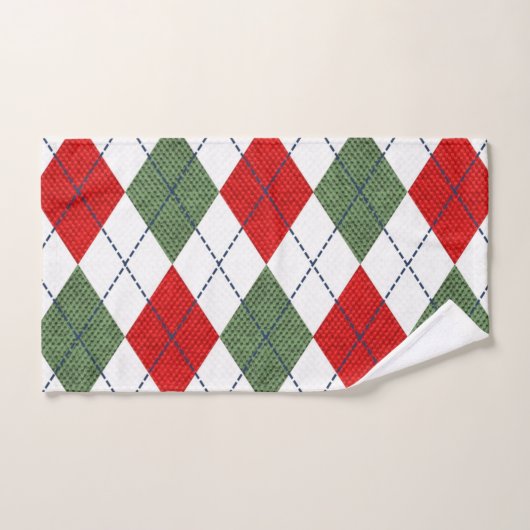 クリスマスアーガイルの色 ハンドタオル (ハンドタオル)