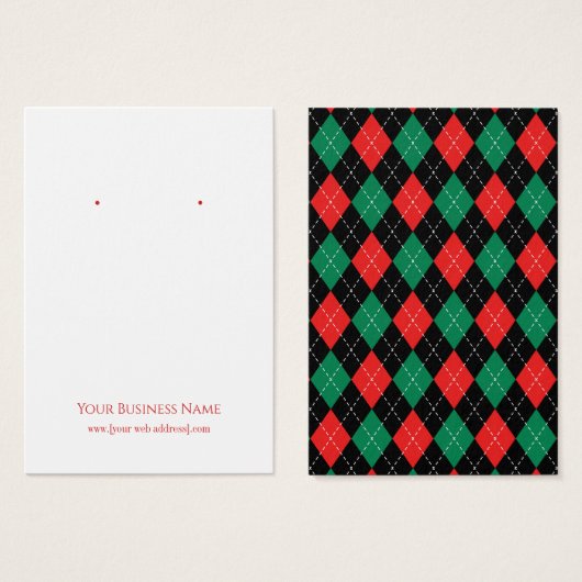 クリスマスアーガイルイヤリング表示カード (正面&裏面)