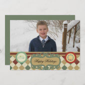 クリスマスアーガイルカスタマイズの写真カード シーズンカード (正面/裏面)