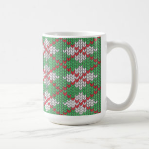 クリスマスアーガイルニットトールホワイトマグカップ コーヒーマグカップ