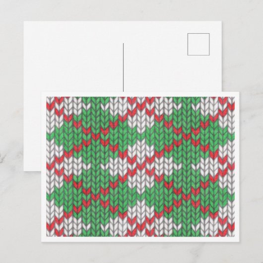 クリスマスアーガイルニット葉書/水平 シーズンポストカード (正面/裏面)