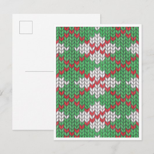 クリスマスアーガイルニット葉書/縦型 シーズンポストカード (正面/裏面)