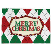 クリスマスアーガイルパターン ラージペーパーバッグ (裏面)