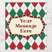 クリスマスアーガイルパターン ワインラベル (シングルラベル)