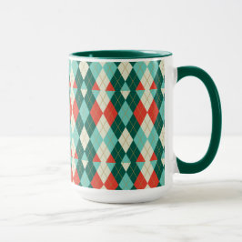 クリスマスアーガイル-レトロスタイルマグカップ マグカップ