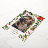 クリスマスアーチウォーターカラーボタニカルベリー 箔シーズンカード (回転した状態)