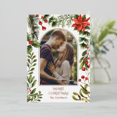 クリスマスアーチウォーターカラーボタニカルベリー 箔シーズンカード (立ち正面)