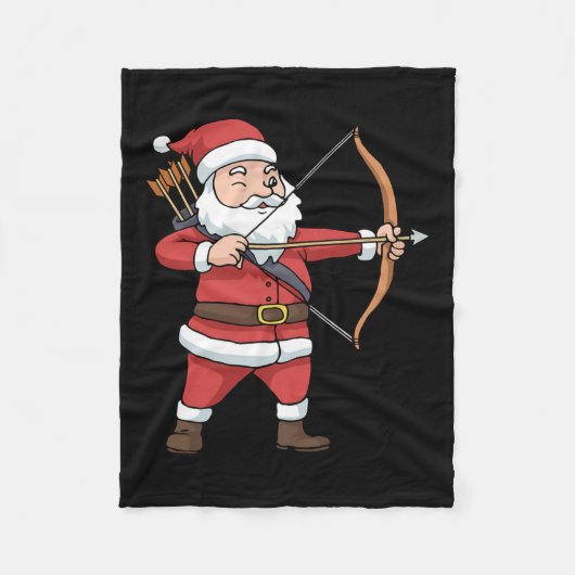 クリスマスアーチェリーアローボウ狩りサンタクロース フリースブランケット (正面)