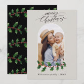 クリスマスアーチフォトウォーターカラーボタニカルホリデー ノートカード (正面/裏面)